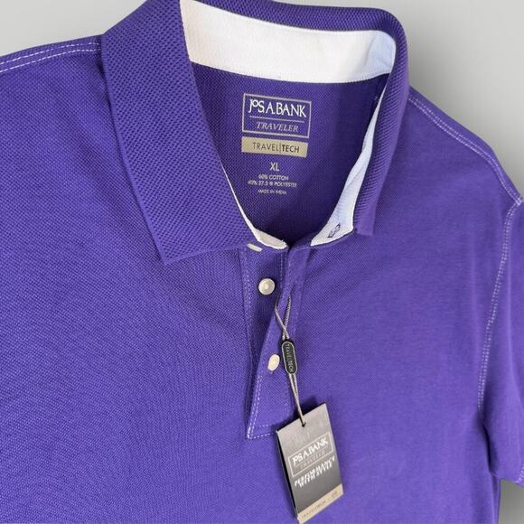 Jos A Bank Short Sleeves Travel Tech Performance Polo Knit Shirt Size XL Purple - Picture 7 of 14